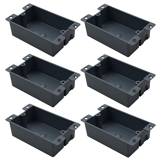 YQYISU Gray Plastic Old Work Box 1 Gang for Home Improvement,Shallow Electrical Box,8 Cubic Inch,ETL Listed.(6 Pack)