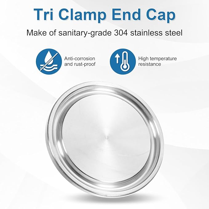uxcell Stainless Steel Sanitary Fitting Clamp End Cap 1-1/2" (40mm) Solid Tube End Cap with Silicone Gasket for Food Beverage Cosmetics Factory Pipes