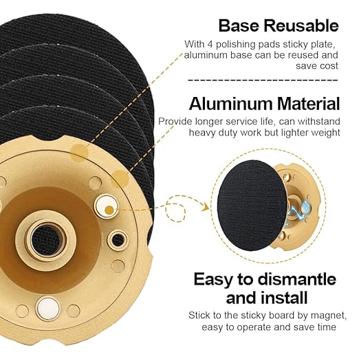 SHDIATOOL 4-Inch Backer Pad or Backing Pad of Aluminum Body with 5/8-Inch-11 Thread for Diamond Pads be Reusabling Pack of 5