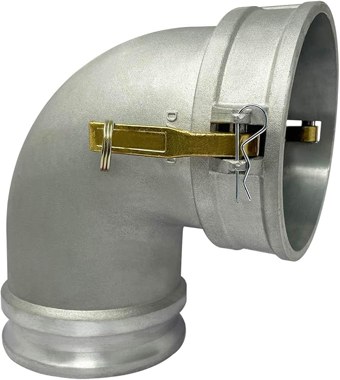 Gloxco Aluminum Type DA Cam and Groove Hose Fitting, 90 Degree Elbow, 6" Female Camlock x 6" Male Camlock (CAM-60-DA90-AL)