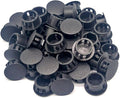 Hole Plugs 5/8" Plastic Flush Type Hole Plugs for Hole Snap in Locking Hole Tube Screw Caps Drilling Cover Plugs Fastener Covers for Kitchen Cabinet Furniture Black 50 Pack - Black
