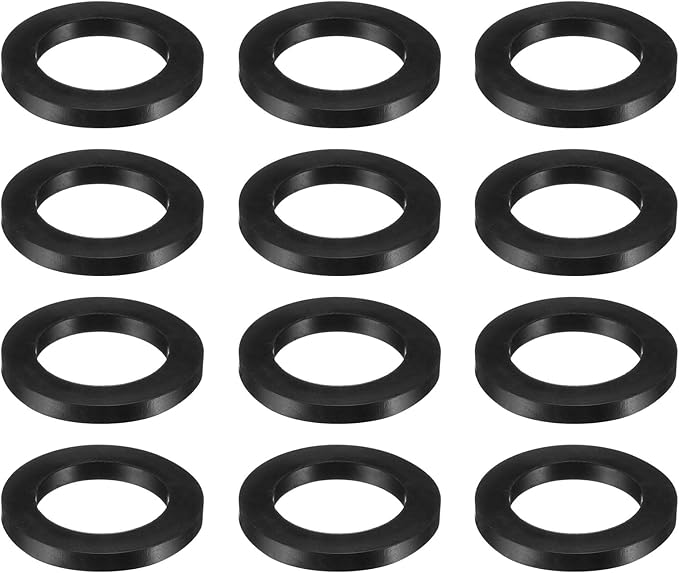 uxcell 12 Pcs Solid Nitrile Rubber Flat Washer DN40 2-5/32" OD x 1-1/2" ID x 1/4" Thickness Large Washers O Ring Sealing Gaskets, Industrial Flat Rubber Spacer, Black
