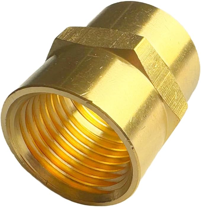 1/2" Female Threaded Hex Nipple Brass Coupling NPT Pipe Fitting Pipe Adapter Straight Connectors for Air, Gas, Oil, Fuel, Propane Pack of 2