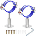 uxcell 2Pcs Stainless Steel Pipe Supports Wall Mount Ceiling Mount Pipe Bracket Adjustable Clamp Pipe Strap Fit for Dia 70-76mm Pipe Tube