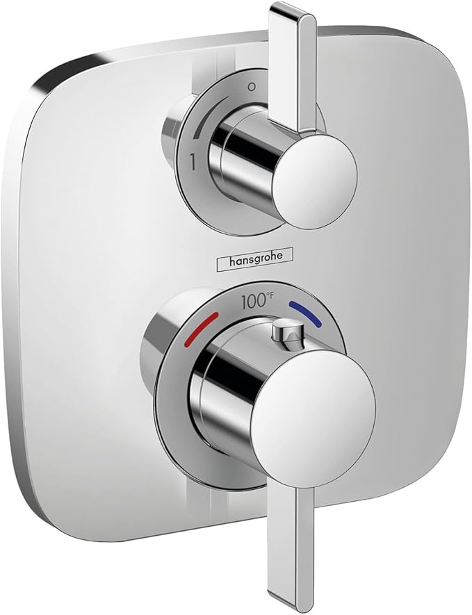 hansgrohe Ecostat E Modern Thermostatic Shower Valve Trim with Temperature Control and Diverter in Chrome, 15708001