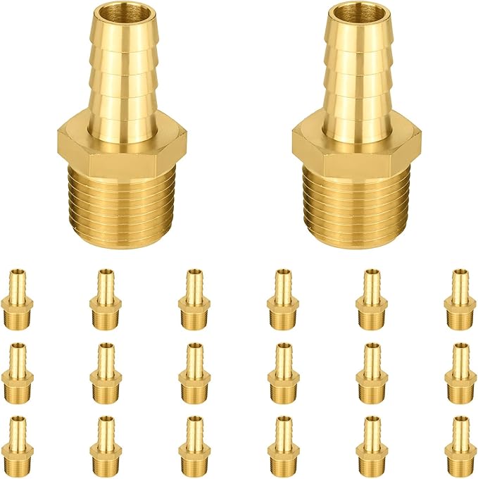 (Pack of 20) EFIELD Brass Hose Barb Fitting Adapter, 3/8" Barb x 3/8" NPT Male Pipe Fitting,(BARB006-20PCS)