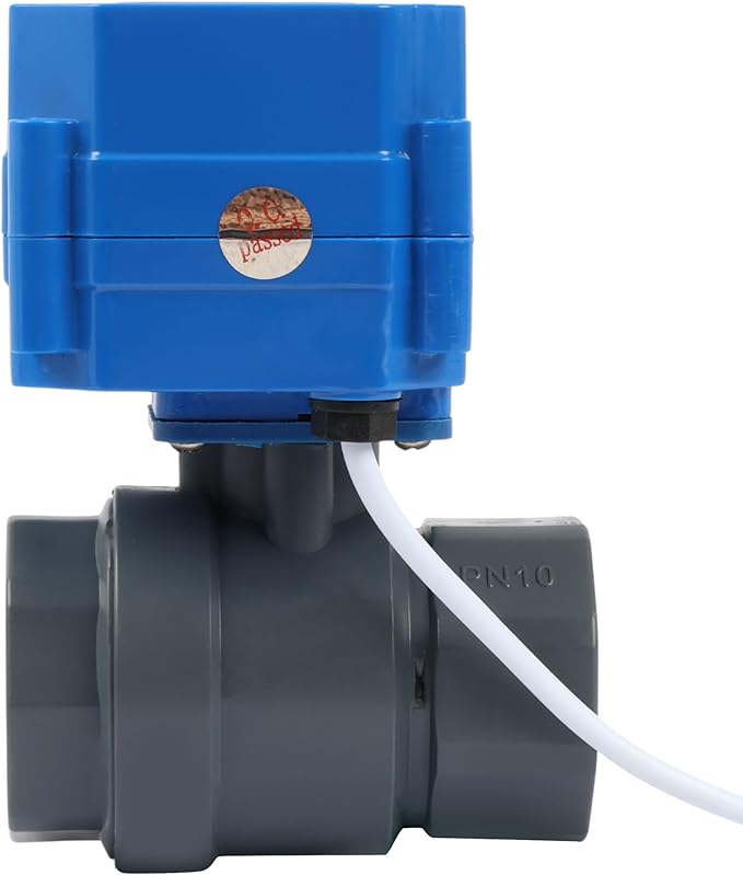 U.S. Solid 1"UPVC Motorized Ball Valve - Plastic Electrical Ball Valve with Full Port, 2 Wire Auto Return, 9-24V AC/DC, Normally Closed