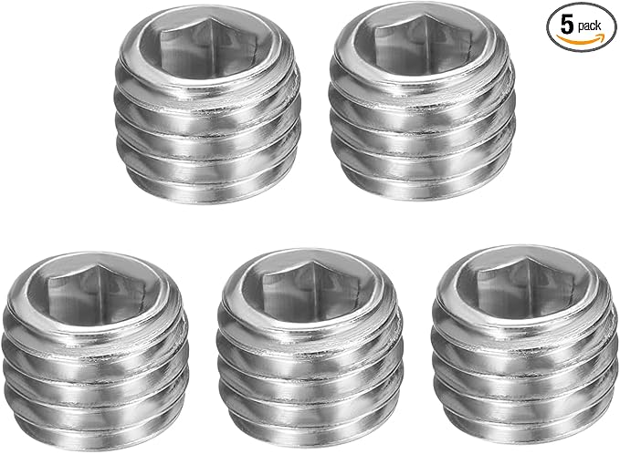 PATIKIL 5 Pcs 304 Stainless Steel Pipe Plug M12 x 1.75 Male Internal Hex Thread Socket Pipe Plug Hex Countersunk Pipe Fitting for Sealing Water Oil Gas Pipeline, Silver