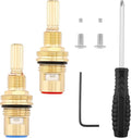 Brass 1-001 & Brass 1-002 Ceramic Valve Cartridge Set Compatible with Cold Widespread Cartridge and Hot Widespread Cartridge, Brass Construction