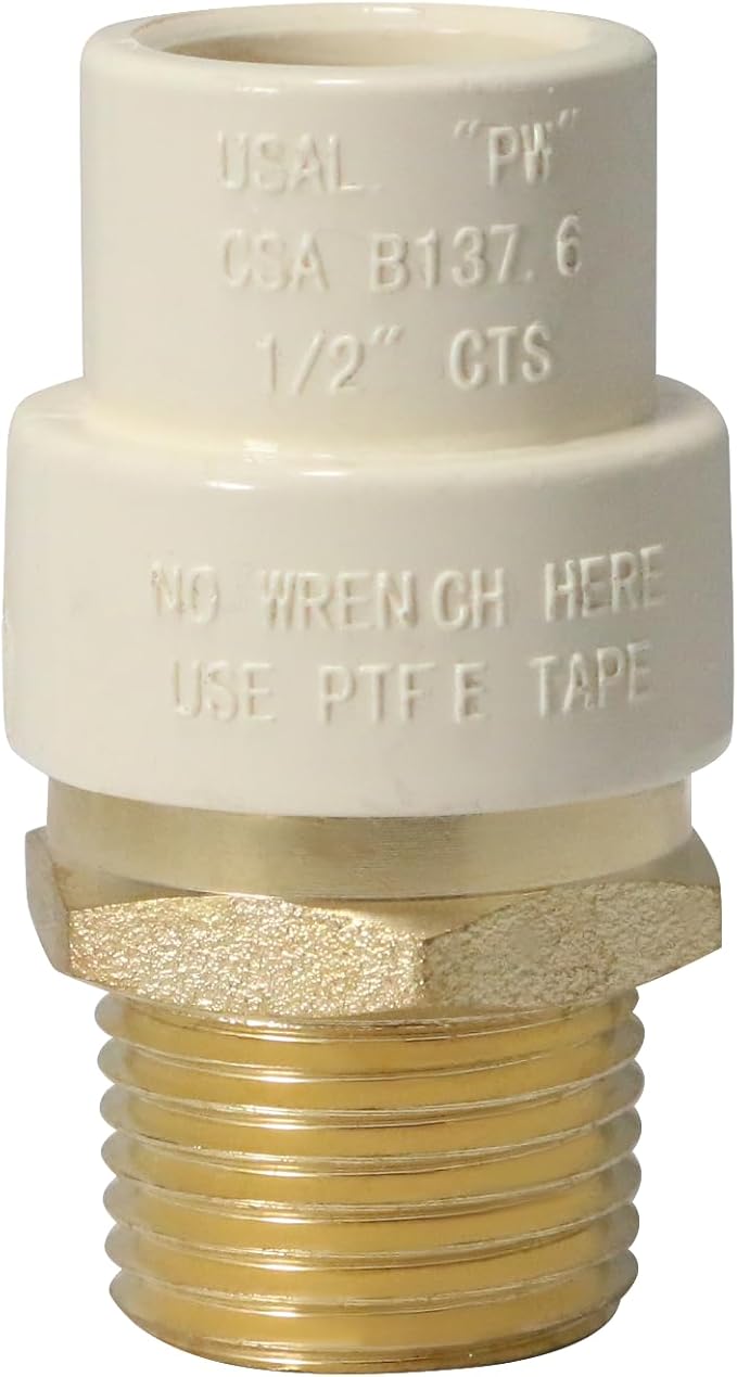 XFITTING CPVC Transition Coupling, 1/2 inch CPVC x 1/2 inch MNPT, Pack of 2