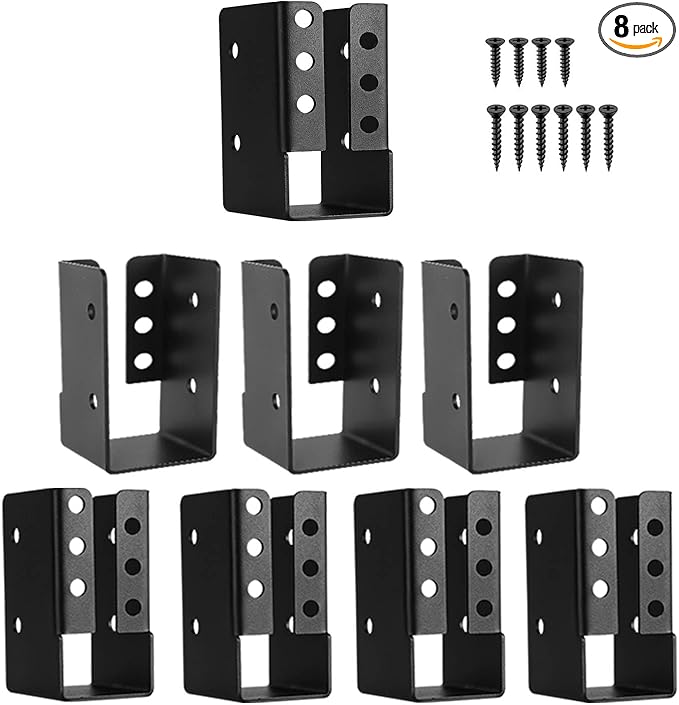 Concealed Joist Hanger 8PCS,2"x4" Joist Bracket,Framing Bracket,Railing Brackets,Q235B Steel Powder-Coated Joist Hanger Fit for Beam,Swing, Handrail,Fence