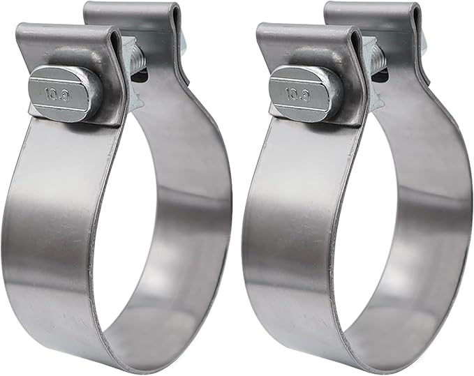 ROADFORMER 1.75 inch Exhaust Clamp Narrow Band Stainless Steel for Exhaust Pipe, Muffler and Exhaust System Repair (2 Pack)