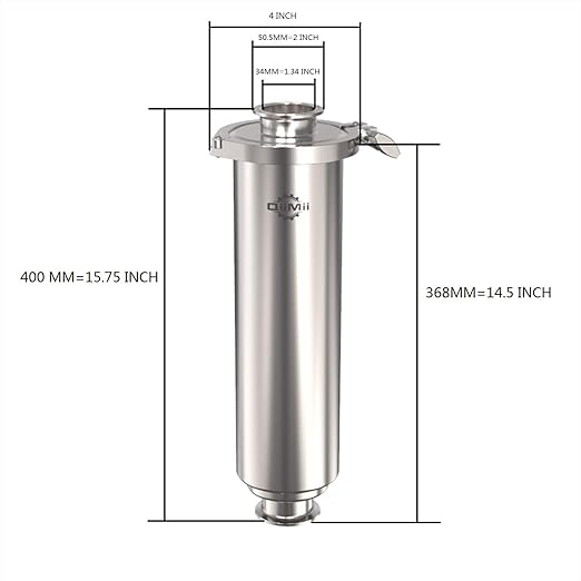 QiiMii 1.5" Tri-Clamp Filter SS304 Sanitary Fittings Inline Straight Strainer with 100 Mesh Stainless Steel Screen（1.5 INCH）