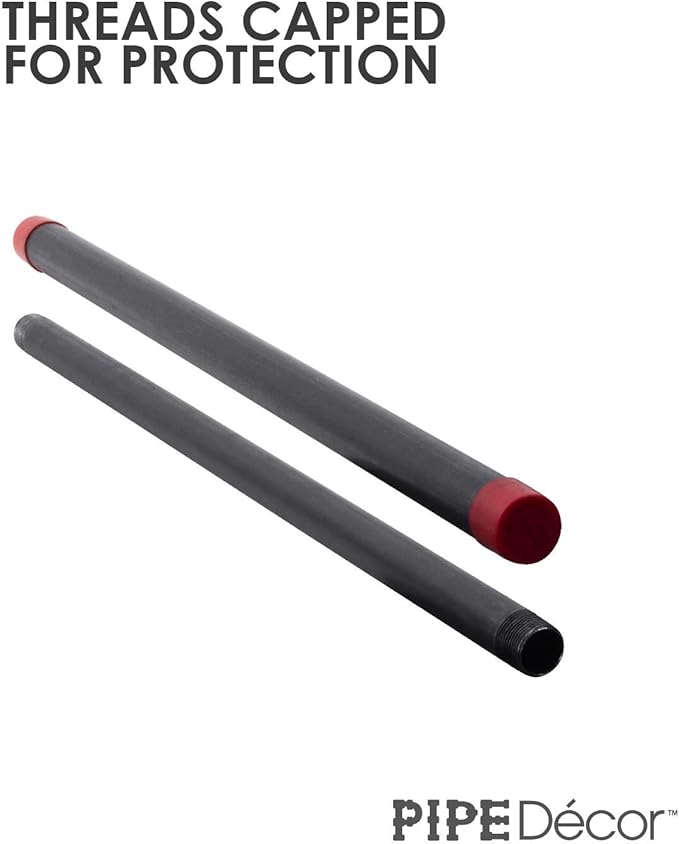 PIPE DECOR 1" x 30" Black Steel Plumbing Pipe, 4-Pack, Pre Cut Connector, Industrial Steel Grey Fits Standard One Inch Threaded Black Malleable Iron Fittings, Build Vintage DIY Furniture