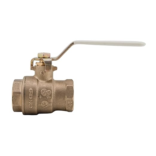 Watts LFFBV-3C-M1 Series 1" Lead-Free 2-Piece Full Port Chrome-Plated Brass Ball Valve with Female Threaded End Connections, Copper Silicon Alloy Body, O-Ring Seal, Steel Handle