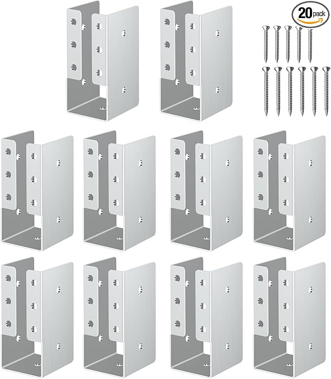 Concealed Stainless Steel Joist Hangers, (10-30PCS), 2"x6", 4"x6", 4"x8" with Screws, Outdoor Trim Concealed Flanges, for Beam,Swing, Handrail,Fence (10 Pack, 2"x4")