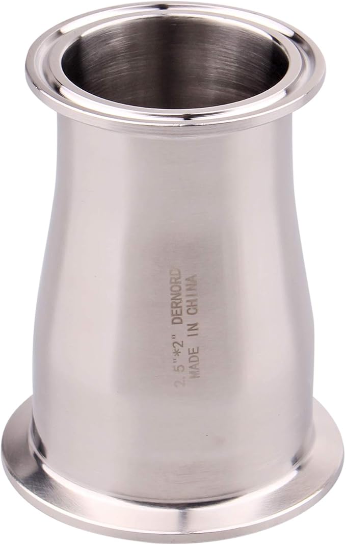 DERNORD Sanitary Fitting Reducer Fitting SUS304 Tri Clamp Ferrule Style 2.5" Tube OD to 2" Tube OD