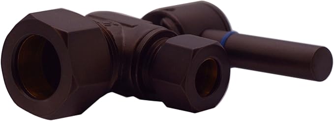 Westbrass R105BL-2-12 1/4-Turn Lever Handle Angle Stop Shut Off Valve, 5/8" OD x 3/8" OD, Oil Rubbed Bronze (2-Pack)