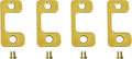 QCAA Solid Brass Deadbolt Strike Plate, Adjustable Jamb Plate, for Electronic Locks, Polish Brass, 4 Pack, Made in Taiwan