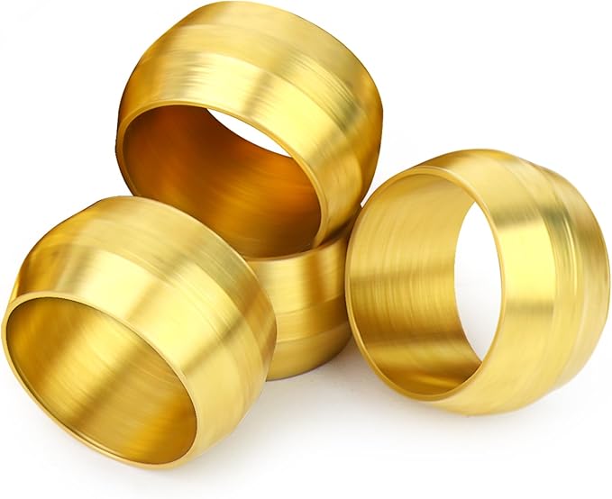 GASHER 100PCS Brass Compression Fitting, Brass Compression Sleeve Ferrules 5/16" Tube OD