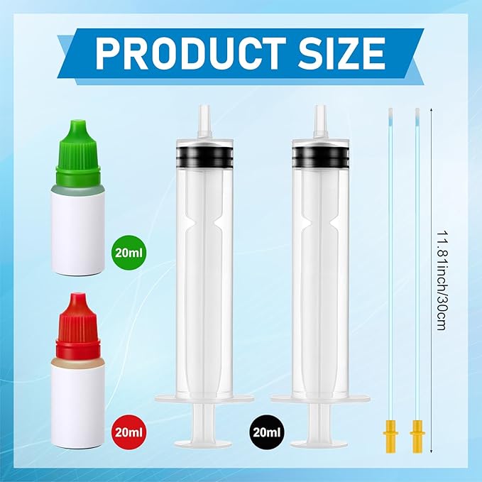 8 Pcs Pool Leak Detection Dye Kit Plastic Syringe with Soft Tubes Pool Leak Location Dye for All Pool, Spa, Hot Tub Types