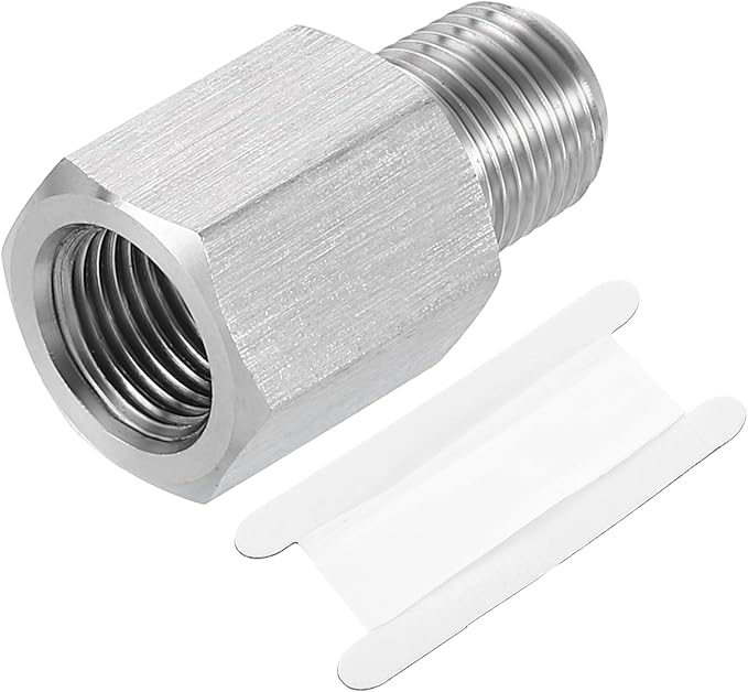 uxcell Pipe Fitting Reducing Adapter, 1/8" NPT Male x G1/8" Female 304 Stainless Steel Reducer Connector for Water Oil Air Pressure Gauge, Silver