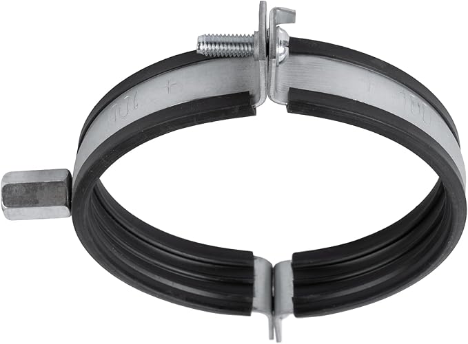 4" Inch Galvanized Pipe Hanger with Rubber - Conduit Mounting Clamp - Tube Brackets - Pipe Clamps - Tube Wall Mounting Bracket Clamp - Rigid Conduit Holder - PVC and Metal Pipe Attachment Hanger