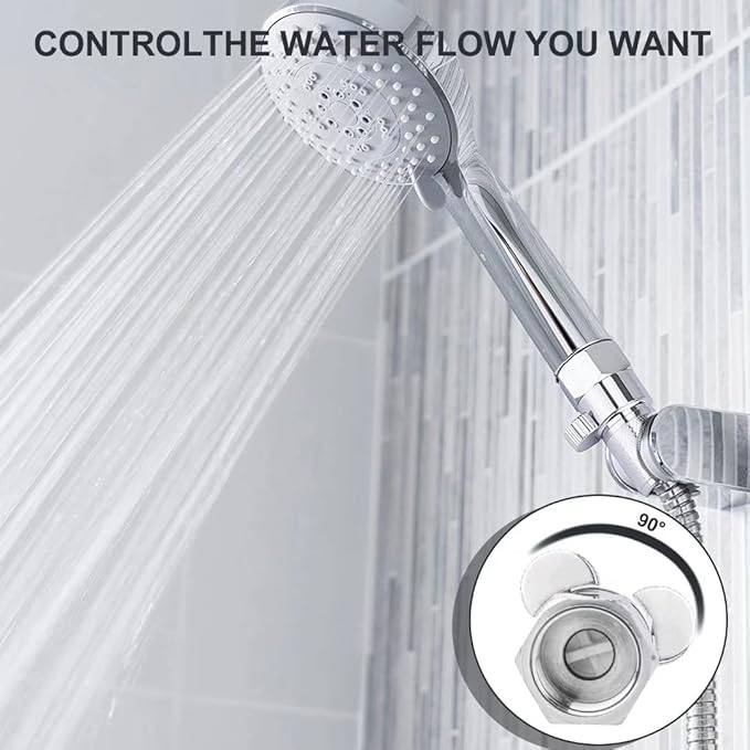 Brass Shower Flow Control Valve: Shower Head Shut Off Valve(Female and Male), MAYYAYA Water Flow Control Valves, for Handheld Shower Head or Bidet Sprayer- Handle Lever (Chrome)