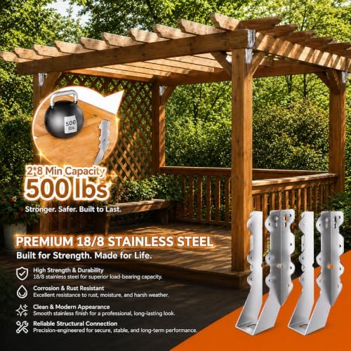 2x8 Joist Hangers Stainless Steel, 18 Gauge 2X8 Brackets (14 Pack)