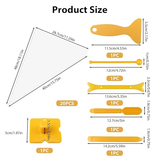 26 Pcs Tile Grout Masonry Mortar Bag with Caulking Tools, 16x12 Inch Heavy Duty Tear Resistant Puncture Tip for Cement Sealer Application in DIY Tile Installation and Brickwork Projects