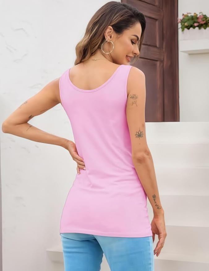 H HIAMIGOS Womens 3 Packs Long Tank Tops Stretchy Cotton Sleeveless Camisole Undershirts Layering Workout Yoga Camis