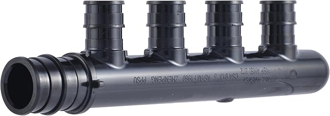 SharkBite 4 Port PEX Expansion Poly Tee, 3/4 Inch Closed Trunk with 1/2 Inch Outlet, Multi Line Water Manifold Plumbing Fittings for PEX-A Tubing, UAMPT4C