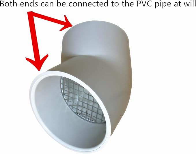 PVC Vent Cap 1 pcs 45-Degree for 4" Schedule 40,PVC Termination Cap,Vent Cover Screen,Round Furnace PVC Pipe Stainless Steel Roof Vent Cap,Installation not Required That PVC Elbow,or Coupling