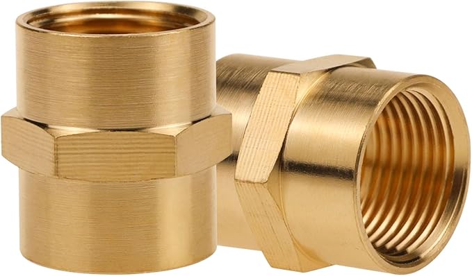 Brass Coupling Adapter, NPT1/2 Coupler Female Pipe Fittings for Water/Oil/Gas Line,2PCS