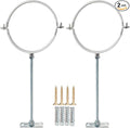2 Sets 8 Inch Adjustable Pipe Hanger Strap，Heavy Duty Galvanized Iron Stove Pipe Bracket，Wall Support Chimney Pipe Holder，Round Split Ring Vent Conduit Carrier Kit，with All Mounting Screws