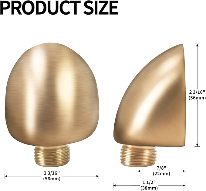 50560-CZ-PR Wall Supply Elbow For Hand Shower Elbow Adapter,Water Supply Elbow For Hand Shower,Wall-Mount Supply Wall Elbow For Hand Held Shower Elbow Adapter,Lumicoat Champagne Bronze
