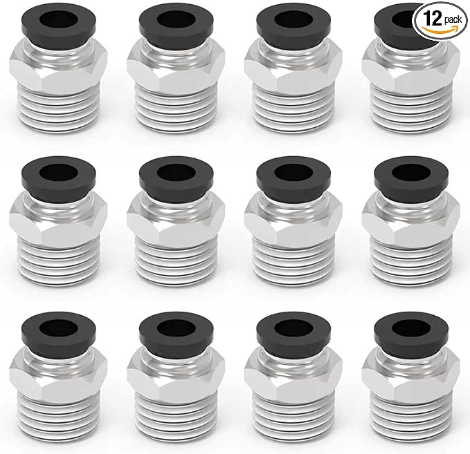 12Packs 3/8" OD Tube x 1/2" NPT Thread Straight Push to Connect Fittings,Pneumatic Male Quick Connect Air Line Hose Fittings Accessories