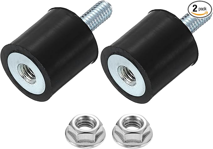 uxcell M3 Rubber Mounts, 2Pcs 10x10mm(DxH) Rubber Cylindrical Anti Vibration Isolator Shock Absorber with Lock Nut for Car Bobbin Generator Air Compressors