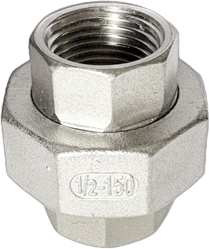 1/2" Union Pipe 304 Stainless Steel NPT Female Thread Union Joint Cast Pipe Fitting Pack of 1