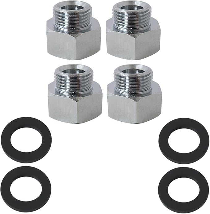 YYU 4-Pack Water Line Adapter, Pipe Fittings in 1/2" Female to 3/8" Male Reducer Adapter for Kitchen Bathroom Faucet Supply Hose, Stop Valve Pipe Connector With Rubber Washer