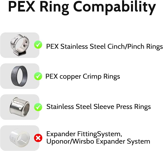 VINTEX 1/2" Poly PPSU Barb Crimp PEX Fitting,30pcs Plumbing Fitting Combo,10pcs Each Elbows,Tees,Straight Couplings,Suitable For Pex Piping Systems,No Lead Material,1/2 Inch