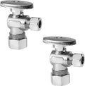 2-Pack Foskan Compression Angle Stop Valve,1/4 Turn Shut Off Valve 1/2" NOM (5/8" OD) x 3/8" OD,Chrome Plated Brass