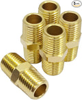 Hooshing 5PCS 1/8" x 1/8" NPT Male Brass Hex Nipples Soild Brass Pipe Adapter Fittings Equal Nipples Connectors