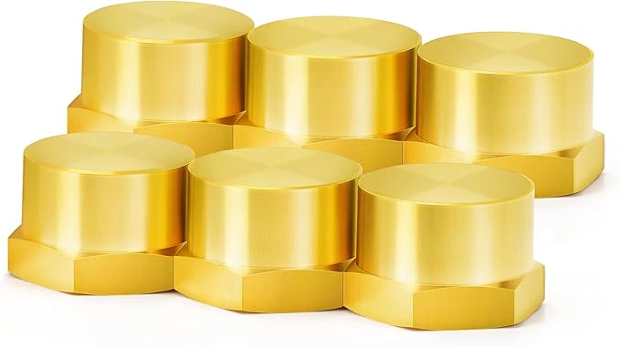 ChillWaves Brass Pipe Fitting, Hex End Cap Pipe Fitting，3/8" NPT Female，Thread Adapter(6-PACK)