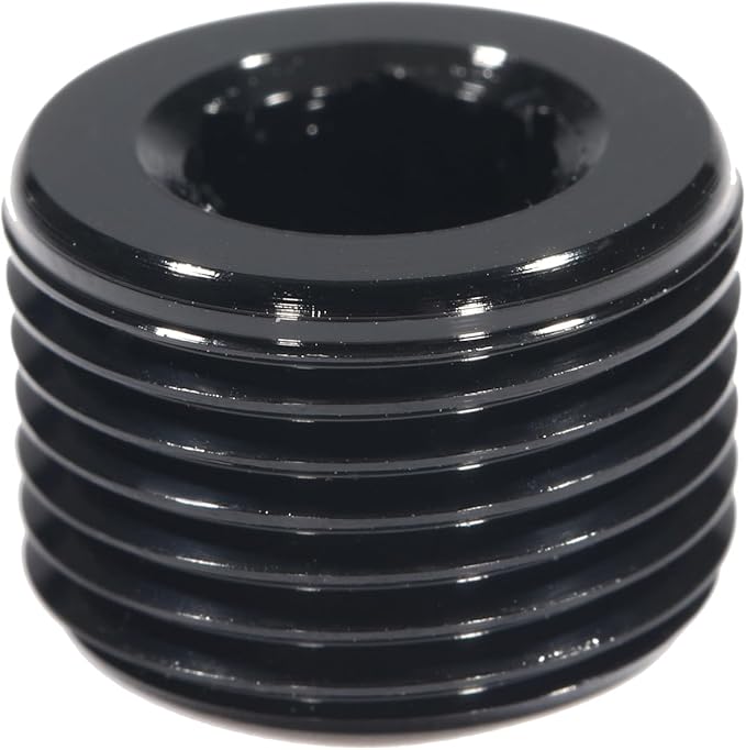 3/8 NPT Male Thread Allen Head Socket Pipe Plug Fitting Aluminum Black（2pcs）