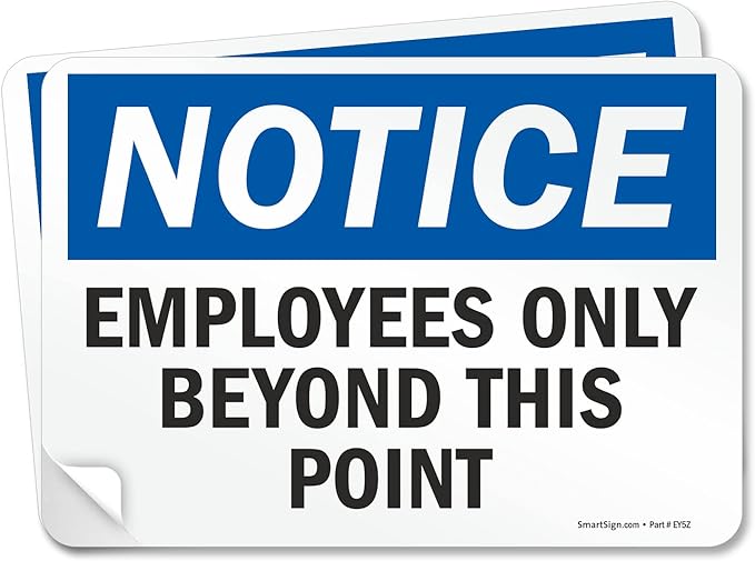 SmartSign “Employees Only Beyond This Point” Labels | 7" x 10" Laminated Vinyl Sticker with Heavy-Duty Adhesive (Pack of 2), Made in USA