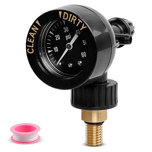 Air Gauge Release Valve Assembly Compatible with CV & CL, DEV & DEL, JS Series, Air Relief and Pressure Gauge Replacement for Zodiac Jandy Pool and Spa Filters, Replaces R0357200, 1/4" mpt, 0-60psi