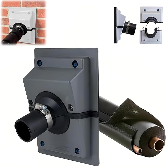 HVAC Wall Penetration Cover Air Conditioner Pipe Insulation Kit Wall Sleeve Seal Plate AC Line Insulation and AC Pipe Insulation for Efficient (Grey Sealing Plate - (6cm) + Protective Cover)