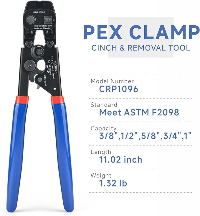 iCRIMP Ratchet PEX Cinch&Remove Tool for 3/8 to 1-inch Stainless Steel Clamps-work with ASTM F2098 and Non 2098 Single Ear Hose Clamps