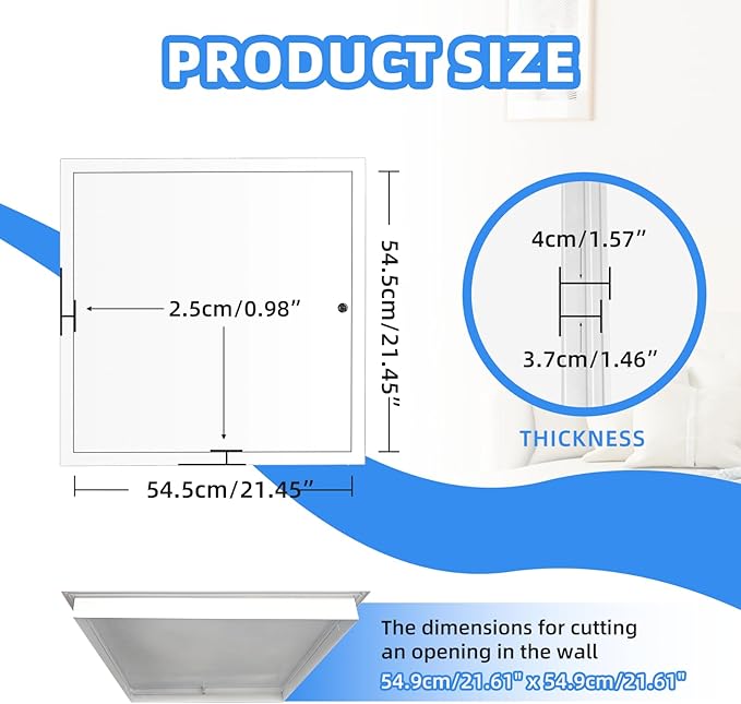 22" x 22" Metal Access Panel, 1MM Thickened Access Panel for Drywall, Aluminum Access Panel for Walls and Ceilings, Rust-Resistant and Easy-to-Install Drywall Access Panel